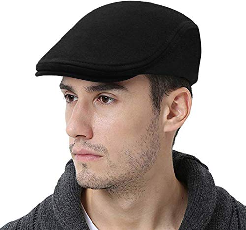 WETOO Schirmmütze Herren Schiebermütze Schwarz Driving Cabbie Jagd Flatcap Newsboy Cap von WETOO