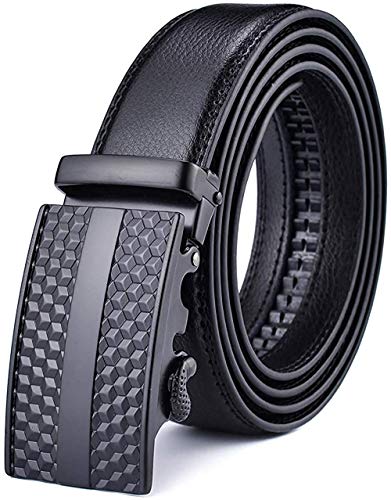 Nelbons Herren Gürtel Ratsche Automatik Gürtel für Männer 35mm Breit Ledergürtel, Schwarz A71, (130cm/Geeignet für 28"-44" taille) von Nelbons