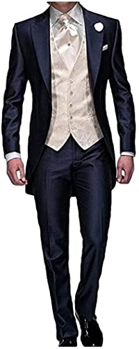 WETRIM Männer navy blauer bräutigam tuxedos 3 Pc. Failcoat Notch Revers Hochzeit Anzüge Männer Anzug (Farbe : Navy Blue, Größe : 56) von WETRIM