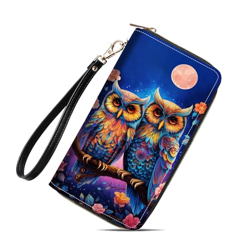 WEUIUJKILO Geldbörse Damen Große Kapazität, Hai-Druck Design Tragbare PU Leder Reißverschluss Rund Geldbörse Multifunktionale Clutch Geldbörse für Bargeld/Karte/Münze/Smartphone, eule WEUIUJKILO Geldbörse Damen Große Kapazität, Hai-Druck Design Tragbare PU Leder Reißverschluss Rund Geldbörse Multifunktionale Clutch Geldbörse für Bargeld/Karte/Münze/Smartphone, eule von WEUIUJKILO