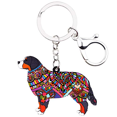 WEVENI Acryl Berner Sennenhund Schlüsselanhänger Hund Haustier Schlüsselring Deko für Damen Frauen Mädchen Tasche Brieftasche Auto Charms (Mehrfarbig) von WEVENI JEWELRY
