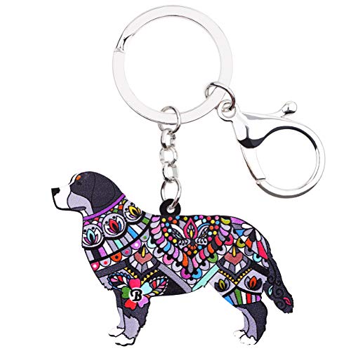 WEVENI Acryl Berner Sennenhund Schlüsselanhänger Hund Haustier Schlüsselring Deko für Damen Frauen Mädchen Tasche Brieftasche Auto Charms (Schwarz) von WEVENI JEWELRY