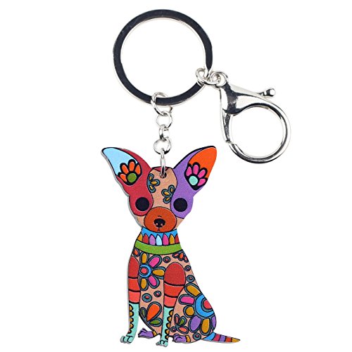 WEVENI Acryl Chihuahua Hund Schlüsselanhänger Niedliche Schlüsselanhänger Zubehör für Frauen Mädchen Tasche Auto (Mehrfarbig) von WEVENI JEWELRY