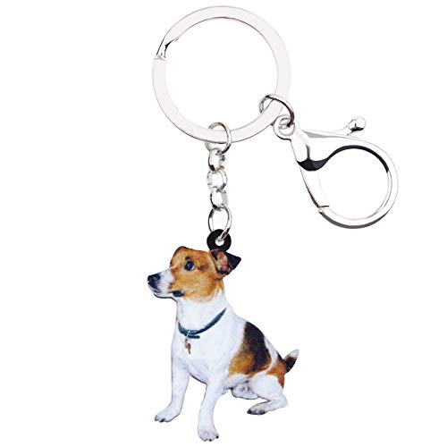 WEVENI Acryl Jack Russell Hund Schlüsselanhänger Zubehör für Frauen Mädchen Tasche Brieftasche Charms (Braun) von WEVENI JEWELRY