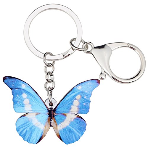 WEVENI Cute Butterfly Schlüsselanhänger Acryl Schmetterling Schlüsselring Tasche Auto Zubehör Geschenke für Frauen Mädchen (Blau) von WEVENI