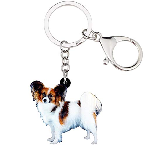 WEVENI Acryl Papillon Hund Schlüsselanhänger Zubehör für Frauen Mädchen Handtasche Auto Brieftasche Charms (Braun) von WEVENI JEWELRY