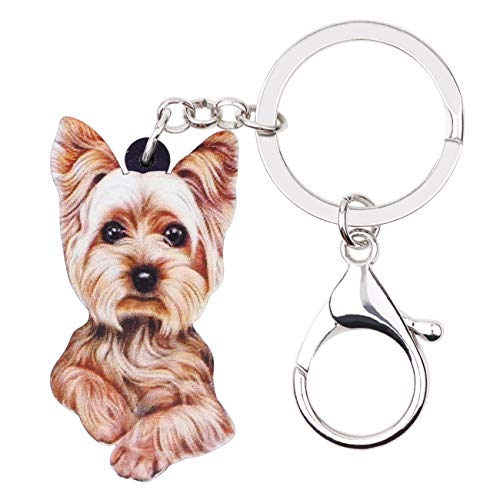 WEVENI Acryl Yorkshire Terrier Hund Schlüsselanhänger Yorkie Schlüsselring Frauen Mädchen Handtasche Auto Zubehör (Mehrfarbig) von WEVENI JEWELRY