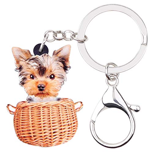 WEVENI Acryl Yorkshire Terrier Hund Schlüsselanhänger Yorkie Schlüsselring Frauen Mädchen Handtasche Auto Zubehör (Kaffee) von WEVENI JEWELRY