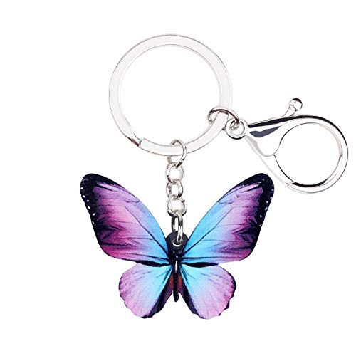 WEVENI Cute Butterfly Schlüsselanhänger Acryl Schmetterling Schlüsselring Tasche Auto Zubehör Geschenke für Frauen Mädchen (Lila) von WEVENI