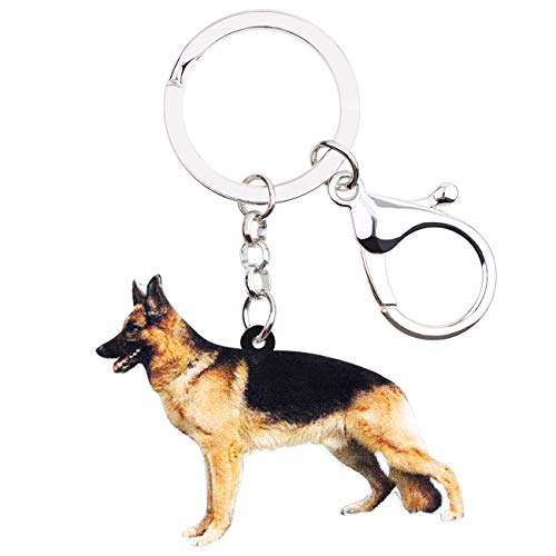 WEVENI Acryl niedlichen deutschen Schäferhund Schlüsselanhänger Charms Schlüsselanhänger Neuheit Schmuck für Frauen Mädchen (Braun) von WEVENI JEWELRY