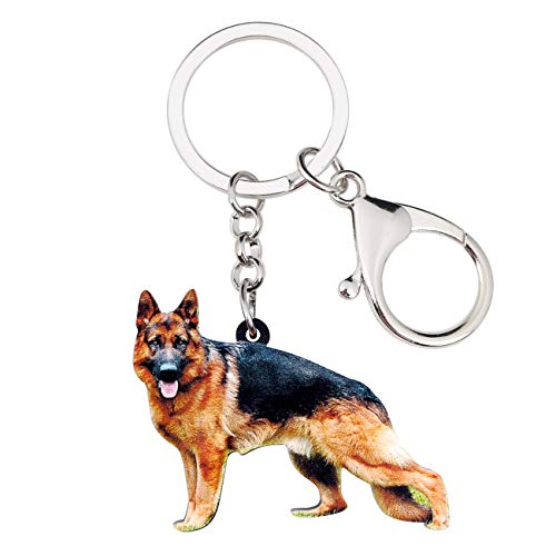 WEVENI Acryl niedlichen deutschen Schäferhund Schlüsselanhänger Charms Schlüsselanhänger Neuheit Schmuck für Frauen Mädchen (Mehrfarbig) von WEVENI JEWELRY