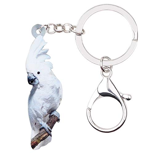 WEVENI Acryl weiß Kakadu Vogel Schlüsselanhänger Papagei Schlüsselanhänger für Frauen Mädchen Tasche Geldbörse Auto Charms (Weiß) von WEVENI JEWELRY