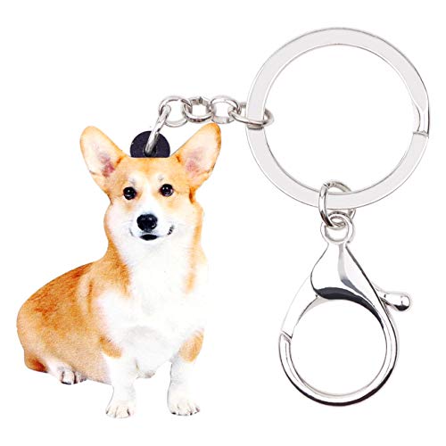 WEVENI Cute Acryl Pembroke Welsh Corgi Hund Schlüsselanhänger Haustier Corgis Schlüsselring Neuheit Schmuck für Damen Frauen Mädchen (Braun) von WEVENI