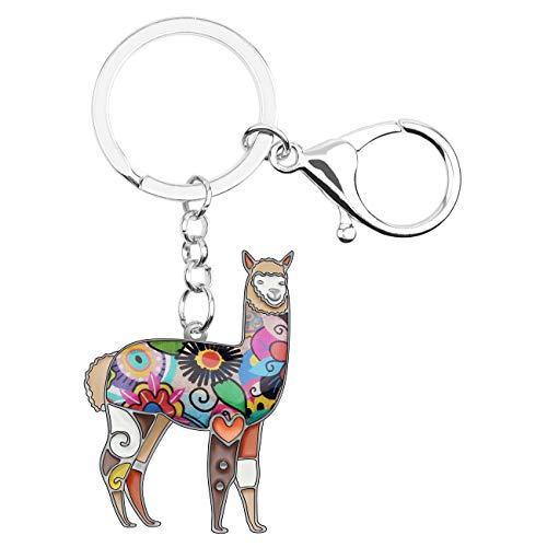 WEVENI Cute Lama Keychain Alpaka Schlüsselanhänger Mode Lama Geschenke für Damen Frauen Mädchen Lama Dekor Geldbörse Charms (Braun) von WEVENI JEWELRY