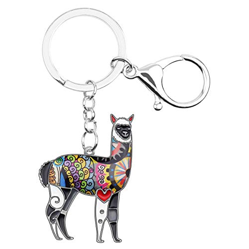 WEVENI Cute Lama Keychain Alpaka Schlüsselanhänger Mode Lama Geschenke für Damen Frauen Mädchen Lama Dekor Geldbörse Charms (Grau) von WEVENI JEWELRY