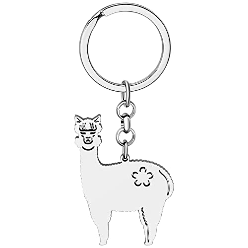 WEVENI Cute Lama Keychain Alpaka Schlüsselanhänger Mode Lama Geschenke für Damen Frauen Mädchen Lama Dekor Geldbörse Charms (Silberbeschichteter Edelstahl) von WEVENI JEWELRY