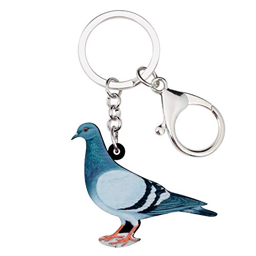 WEVENI Cute Taube Schlüsselanhänger Charms Acryl Taube Schlüsselring Vogel Schmuck für Frauen Mädchen Auto Zubehör (Blau) von WEVENI JEWELRY