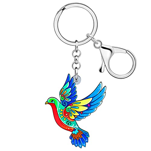 WEVENI Cute Taube Schlüsselanhänger Charms Acryl Taube Schlüsselring Vogel Schmuck für Frauen Mädchen Auto Zubehör (Meer) von WEVENI JEWELRY