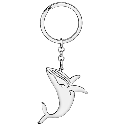 WEVENI Delfin Schlüsselanhänger Wal Schlüsselring Ringe Quallen Charms Fisch Schmuck für Damen Frauen Mädchen Meer Tiere Liebhaber (D Wal Silber) von WEVENI JEWELRY