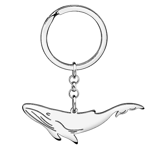 WEVENI Delfin Schlüsselanhänger Wal Schlüsselring Ringe Quallen Charms Fisch Schmuck für Damen Frauen Mädchen Meer Tiere Liebhaber (Versilberte Wal C) von WEVENI JEWELRY