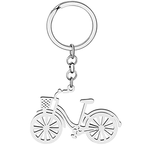 WEVENI Edelstahl Cute Straße Ebike Fahrrad Schlüsselring Bike Schlüsselanhänger Ringe Schmuck Charms Für Frauen Mädchen Damen Bmx Zubehör (Silber B) von WEVENI JEWELRY