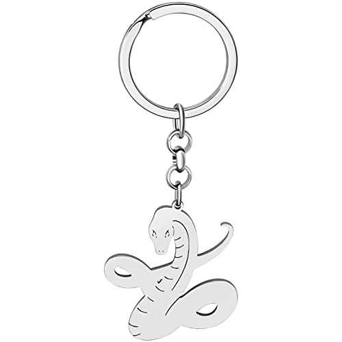 WEVENI Edelstahl Schlangen Schlüsselanhänger Snake Schlüsselkette Klapperschlange Ringe Geldbörse Tasche Charms Für Damen Frauen Mädchen (Versilbert) von WEVENI JEWELRY