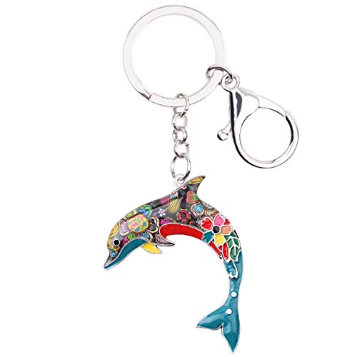 WEVENI Emaille Delfin Schlüsselanhänger Ozean Fisch Schlüsselring Für Damen Frauen Tasche Auto Brieftasche Charms Delphin Schmuck (Mehrfarbig) von WEVENI JEWELRY