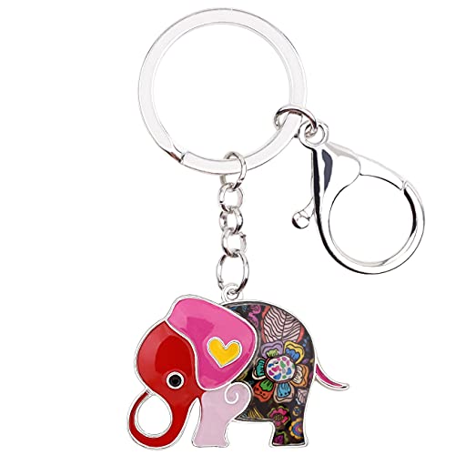 WEVENI Emaille Elefant Schlüsselanhänger Netter Elefanten Schlüsselring für Frauen Mädchen Tasche Auto Zubehör (Rot) von WEVENI JEWELRY