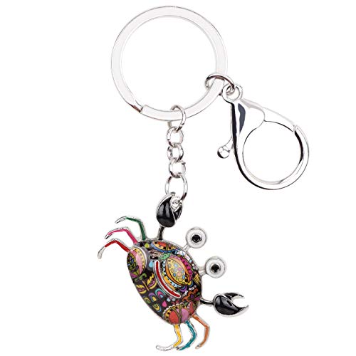 WEVENI Emaille Krabbe Schlüsselanhänger Tiere Mode Ozean Krabben Schmuck Für Damen Frauen Handtasche Tasche Charm Schlüsselkette Zubehör (Schwarz) von WEVENI JEWELRY