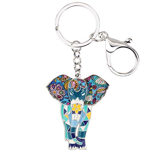 WEVENI Emaille Elefant Schlüsselanhänger Netter Elefanten Schlüsselring für Frauen Mädchen Tasche Auto Zubehör (Bläue) von WEVENI JEWELRY