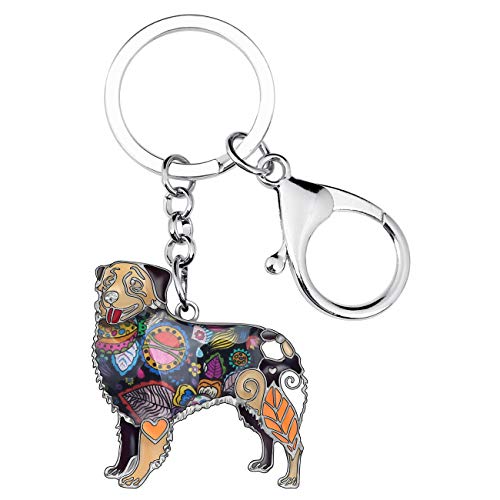 WEVENI Emaille Legierung Australian Shepherd Hund Schlüsselanhänger Süßes Haustier Schlüsselanhänger Geschenk Für Frauen Mädchen Tasche Auto Geldbörse (Braun) von WEVENI