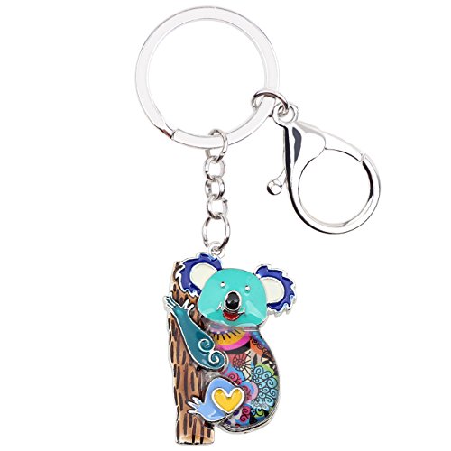 WEVENI Emaille Legierung Australien Koala Bär Schlüsselanhänger Charms Schmuck für Frauen Mädchen Tasche Auto Brieftasche (Blau) von WEVENI