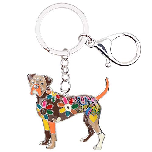 WEVENI Emaille Legierung Boxer Hund Schlüsselanhänger Haustier Charms Schmuck für Frauen Mädchen Tasche Auto Brieftasche (Braun) von WEVENI JEWELRY