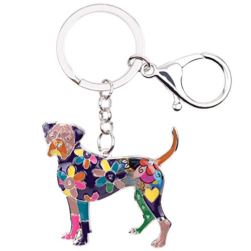 WEVENI Emaille Legierung Boxer Hund Schlüsselanhänger Haustier Charms Schmuck für Frauen Mädchen Tasche Auto Brieftasche (Violett) von WEVENI JEWELRY