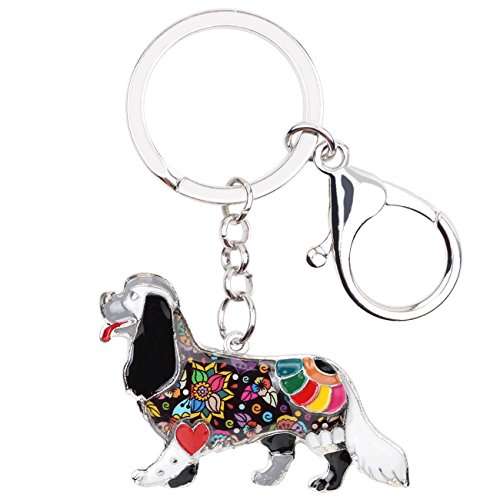WEVENI Emaille Legierung Cavalier King Charles Spaniel Hund Schlüsselanhänger Zubehör für Frauen Mädchen Auto Handtasche Charms (Grau) von WEVENI JEWELRY