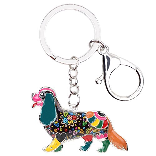 WEVENI Emaille Legierung Cavalier King Charles Spaniel Hund Schlüsselanhänger Zubehör für Frauen Mädchen Auto Handtasche Charms (Mehrfarbig) von WEVENI JEWELRY