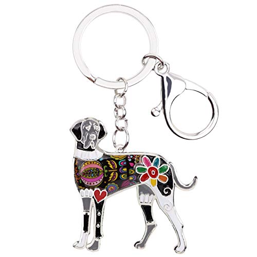 WEVENI Emaille Legierung Deutsche Dogge Hund Schlüsselanhänger Ring Handtasche Tasche Charme Schlüsselanhänger Mode Schmuck für Frauen Mädchen Geschenke (Grau) von WEVENI JEWELRY