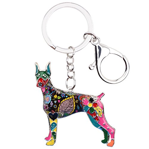 WEVENI Emaille Legierung Dobermann Hund Schlüsselanhänger Zubehör Schmuck Charms Für Frauen Mädchen Tasche Auto Brieftasche (Mehrfarbig) von WEVENI