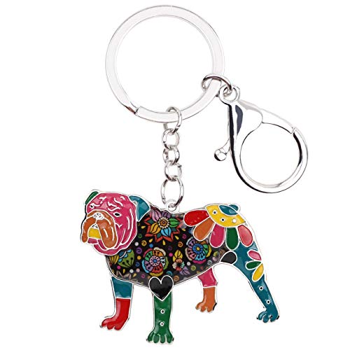 WEVENI Emaille Legierung Englische Bulldogge Bull Terrier Hund Schlüsselanhänger Zubehör Schmuck für Frauen Mädchen Tasche Charms (Mehrfarbig) von WEVENI JEWELRY