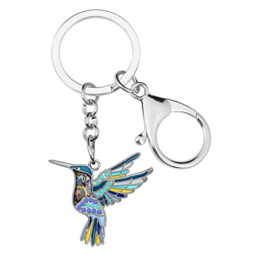 WEVENI Emaille Legierung Kristall Kolibri Schlüsselanhänger Vogel Charms Für Frauen Mädchen Tasche Auto Brieftasche (Blau) von WEVENI JEWELRY