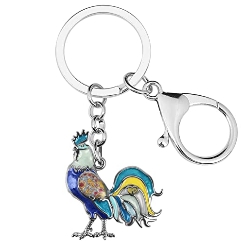 WEVENI Emaille Legierung Strass Huhn Schlüsselanhänger Henne Schlüsselkette Tasche Auto Charms Für Frauen Mädchen (Himmel) von WEVENI JEWELRY