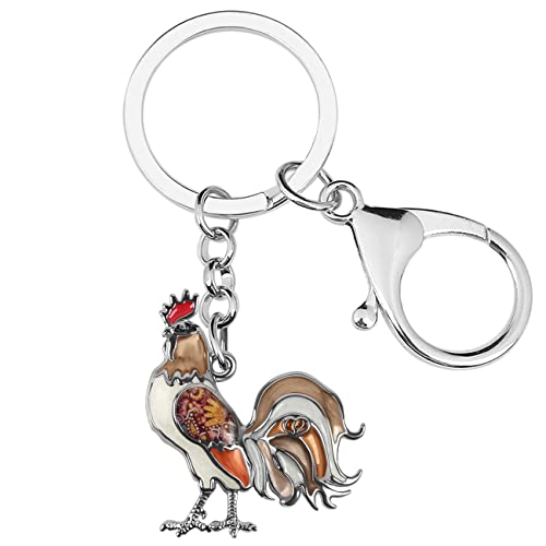 WEVENI Emaille Legierung Strass Huhn Schlüsselanhänger Henne Schlüsselkette Tasche Auto Charms Für Frauen Mädchen (Kaffee) von WEVENI JEWELRY