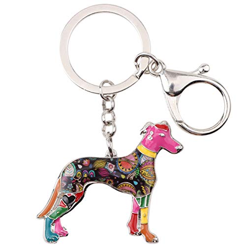 WEVENI Emaille Legierung Windhund Hund Schlüsselanhänger Greyhound Schlüsselring Geschenk Auto Brieftasche Tasche Charms Für Frauen Mädchen (Mehrfarbig) von WEVENI JEWELRY
