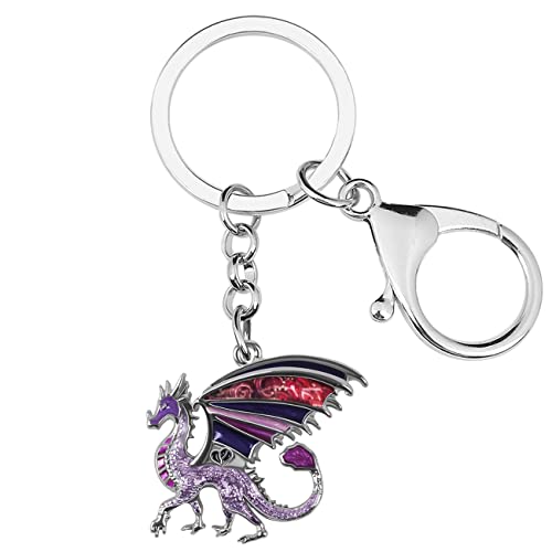 WEVENI Emaille Dragons Schlüsselanhänger Dinosaurier Drache Schlüsselring Mode Schmuck für Damen Frauen Mädchen Tasche Auto Brieftasche Charms (Weintrauben) von WEVENI JEWELRY