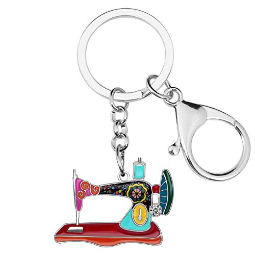 WEVENI Emaille Nähmaschine Schlüsselanhänger Schlüsselring Schmuck Geschenk Für Nähbegeisterte Damen Frauen Tasche Auto Nähen Zubehör Charms (Mehrfarbig) von WEVENI