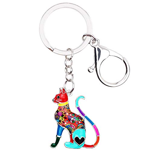 WEVENI Emaille Schlüsselanhänger Katze Deko Cute Katzen Schmuck Auto Brieftasche Charms Für Damen Frauen Mädchen (Mehrfarbig) von WEVENI JEWELRY