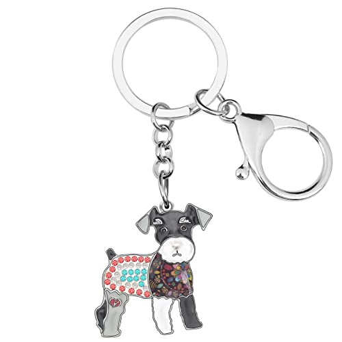 WEVENI Emaille Schnauzer Schlüsselanhänger Hund Charms Geschenke für Frauen Mädchen Tasche Auto Brieftasche (Grau) von WEVENI JEWELRY