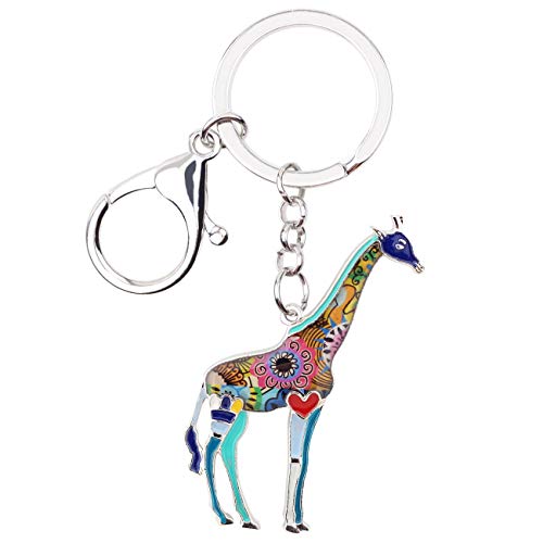 WEVENI Legierung Bunte Giraffe Schlüsselanhänger Zubehör Emaille Schmuck Geschenke Für Frauen Mädchen Tasche Auto Brieftasche Charms (Blau) von WEVENI JEWELRY