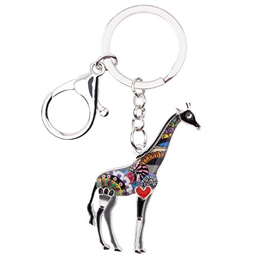 WEVENI Legierung Bunte Giraffe Schlüsselanhänger Zubehör Emaille Schmuck Geschenke Für Frauen Mädchen Tasche Auto Brieftasche Charms (Grau) von WEVENI