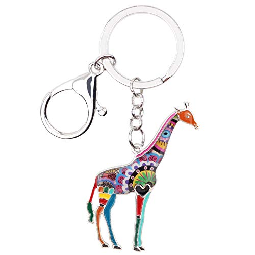 WEVENI Legierung Bunte Giraffe Schlüsselanhänger Zubehör Emaille Schmuck Geschenke Für Frauen Mädchen Tasche Auto Brieftasche Charms (Mehrfarbig) von WEVENI